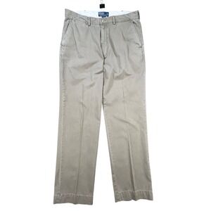 Polo Ralph Lauren Classic Chino Pants Khaki Mens 36x32 Flat Front Cotton